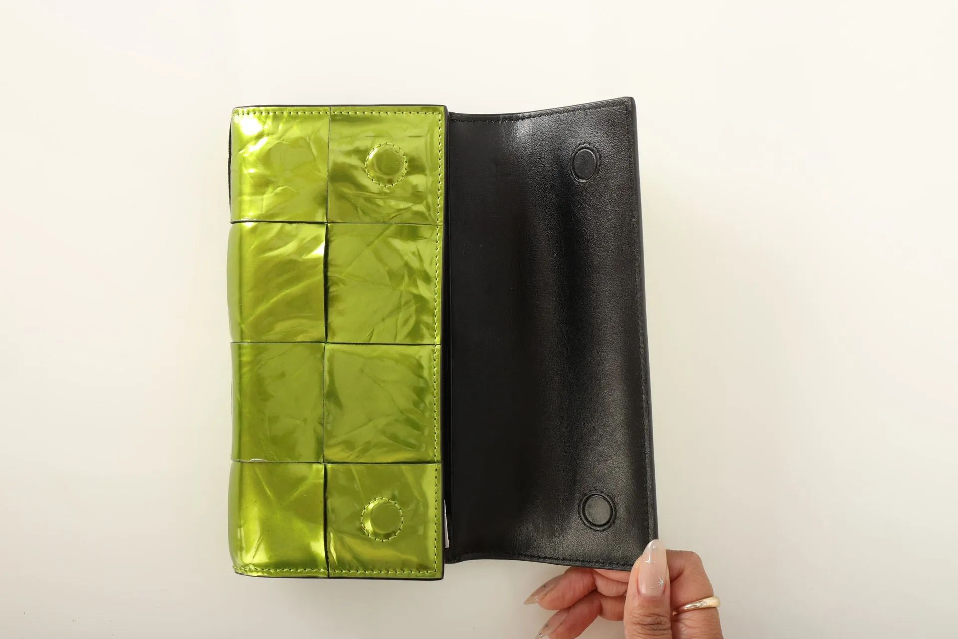 Bottega Veneta Cassette Chlorophyll Wallet w/ Chain