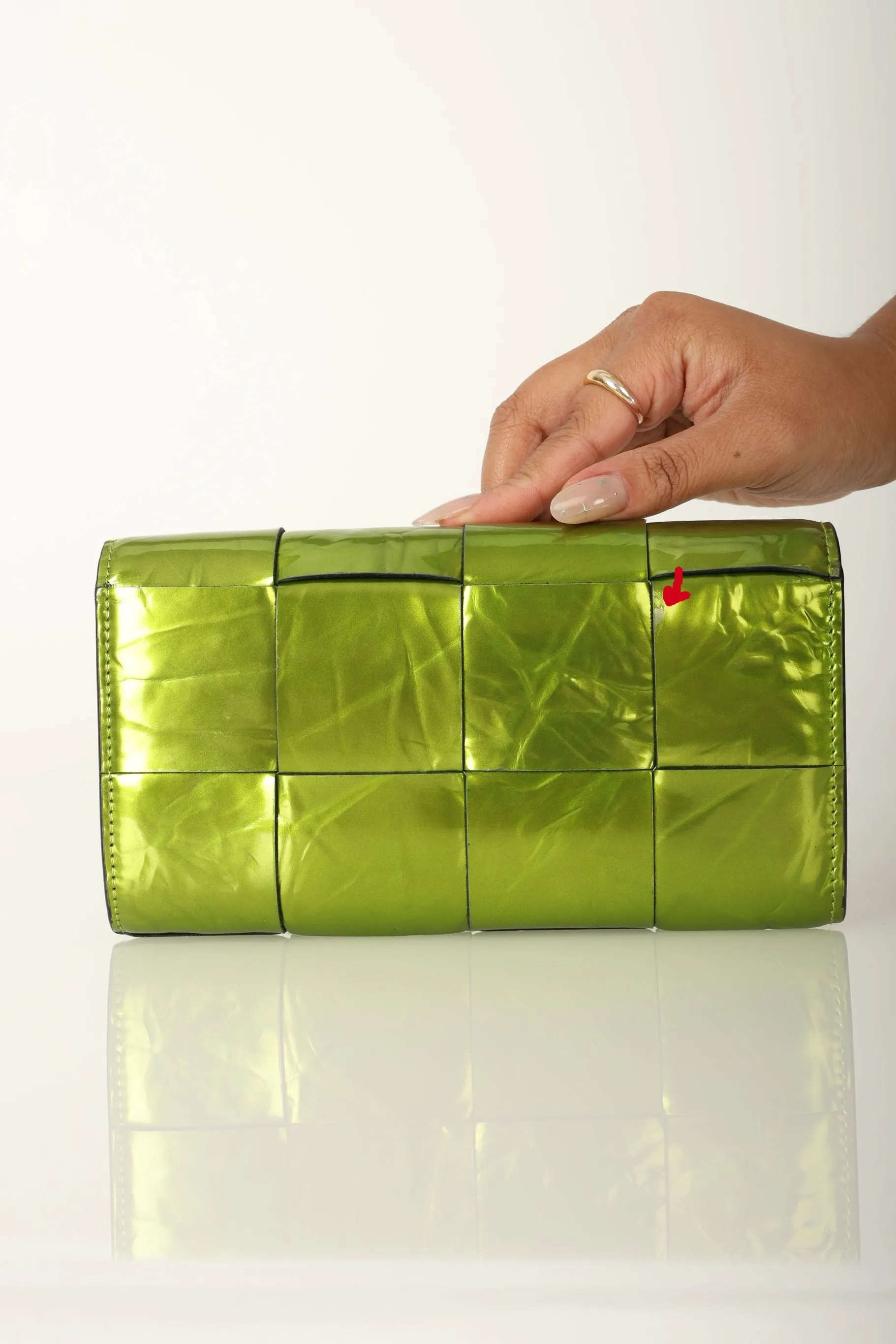 Bottega Veneta Cassette Chlorophyll Wallet w/ Chain