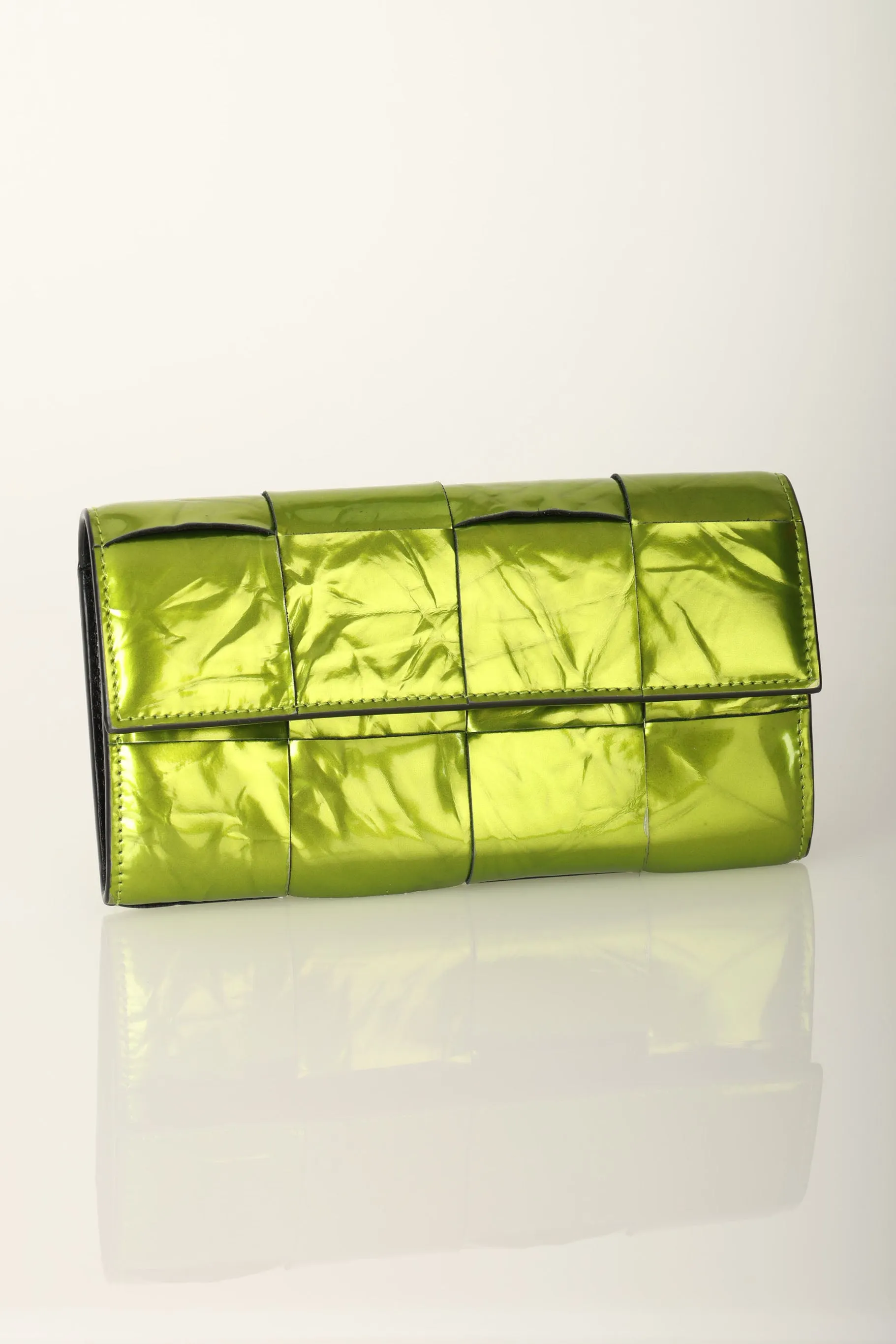 Bottega Veneta Cassette Chlorophyll Wallet w/ Chain