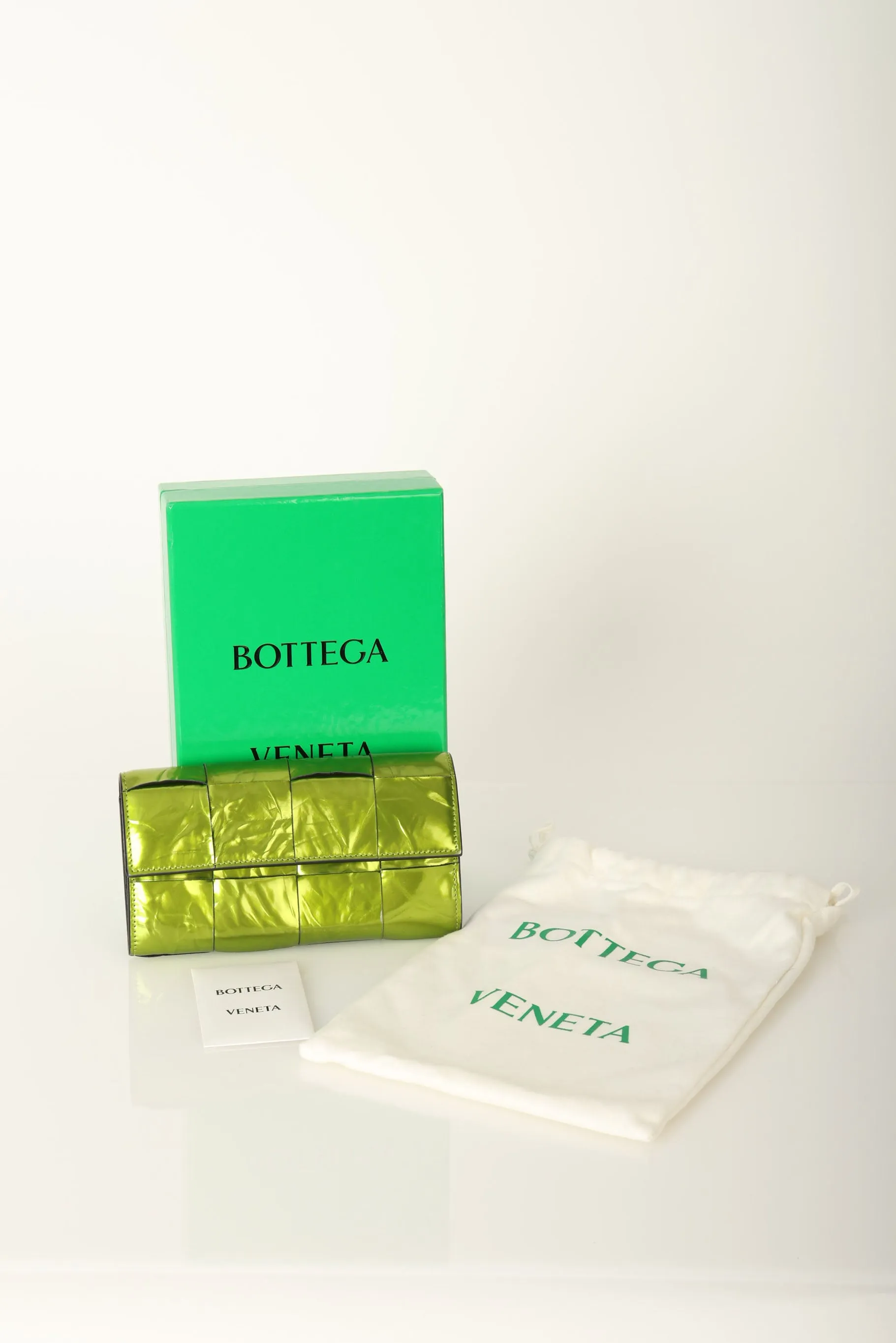 Bottega Veneta Cassette Chlorophyll Wallet w/ Chain