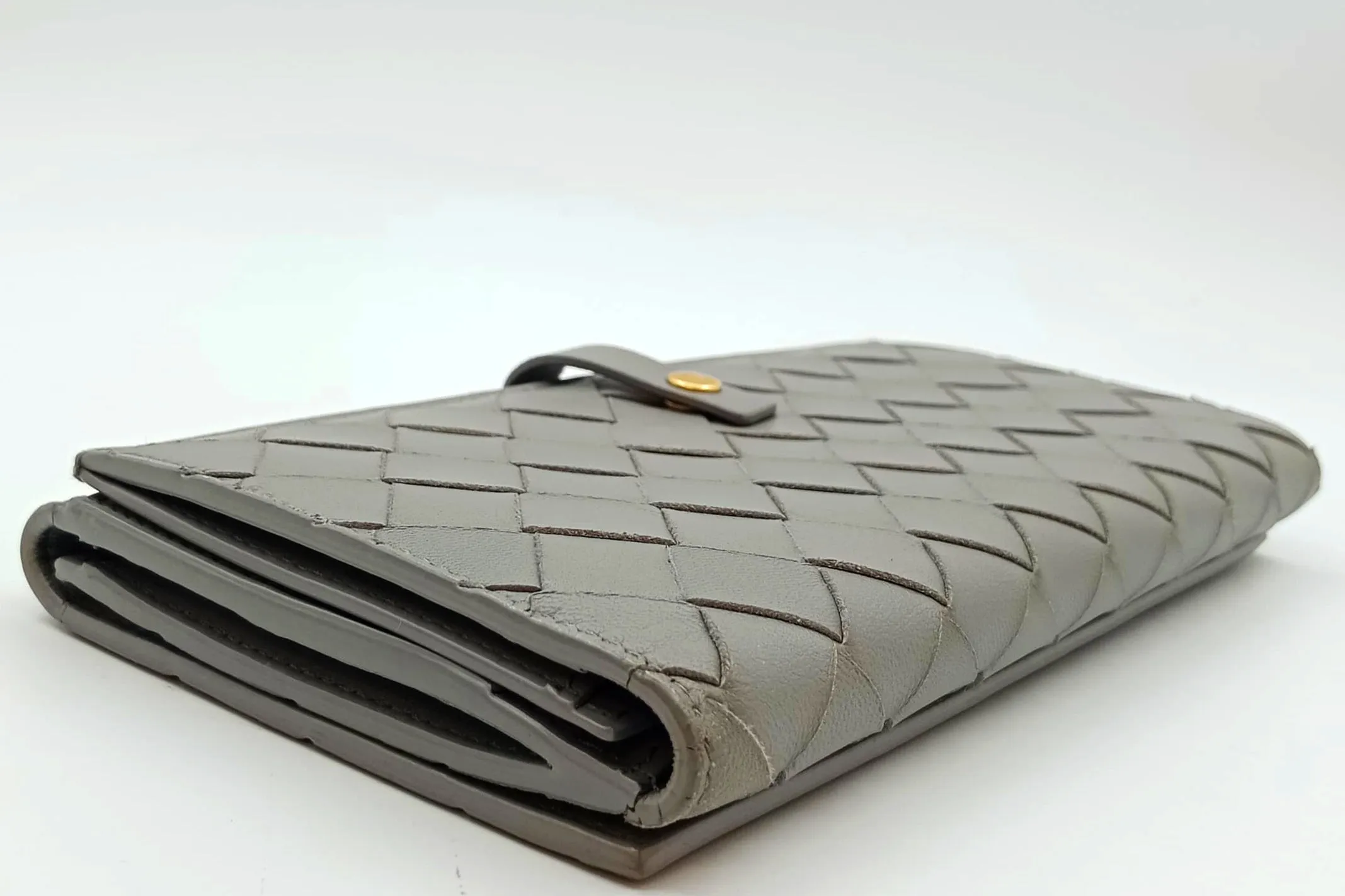 BOTTEGA VENETA CONTINENTAL WALLET (P013197467) LARGE CONCRETE GREY LEATHER GOLD HARDWARE, WITH DUST COVER & BOX