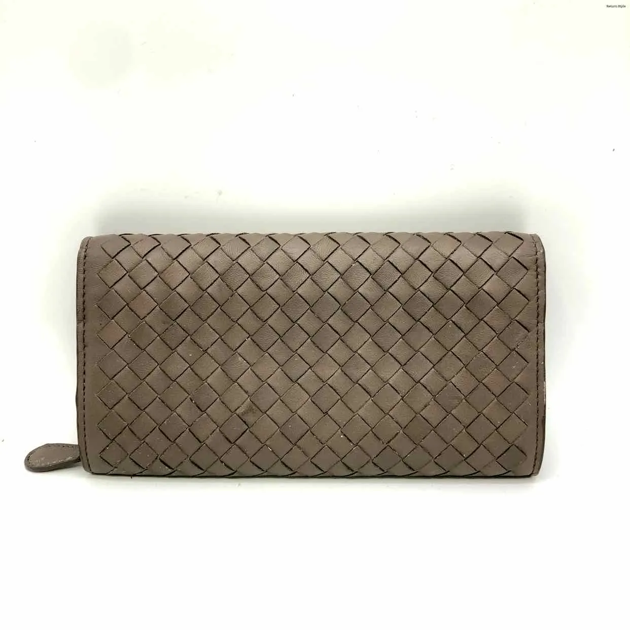 BOTTEGA VENETA Gray Leather Pre Loved AS IS Intrecciato Wallet