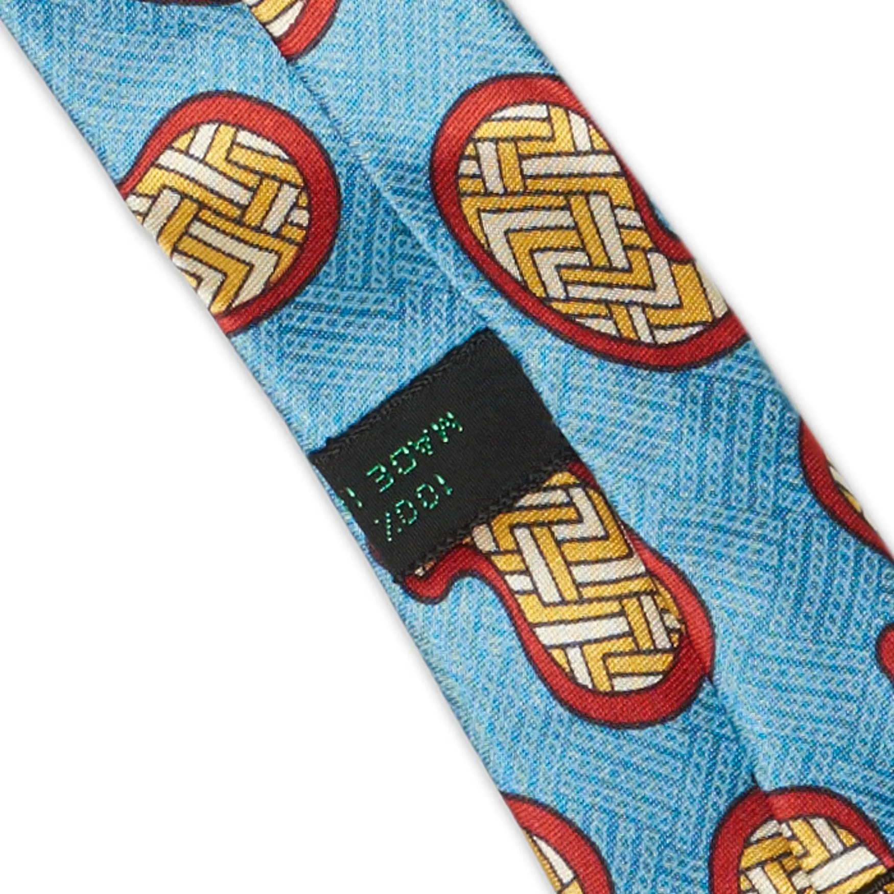 BOTTEGA VENETA Handmade Blue Geometry Design Silk Tie