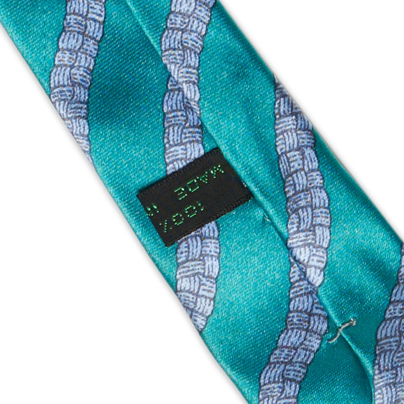 BOTTEGA VENETA Handmade Green-Blue Striped Silk Tie