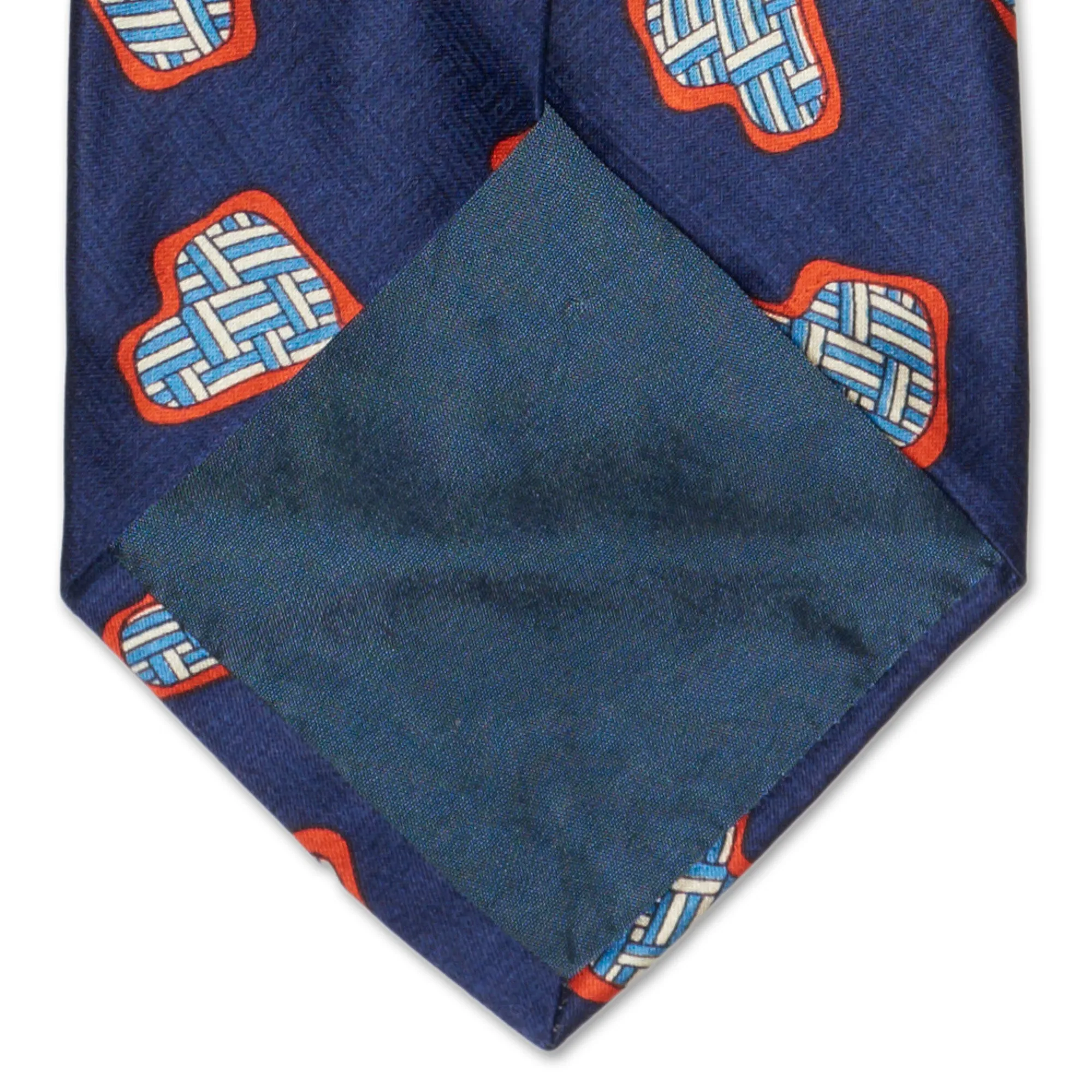 BOTTEGA VENETA Handmade Navy Blue Geometry Design Silk Tie