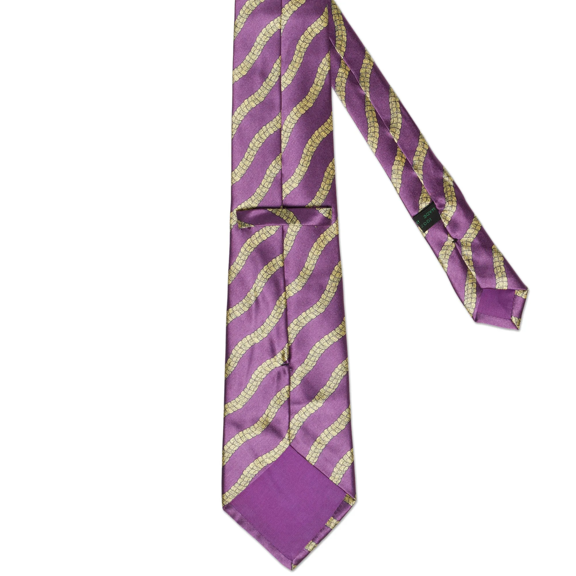 BOTTEGA VENETA Handmade Purple-Yellow Striped Silk Tie