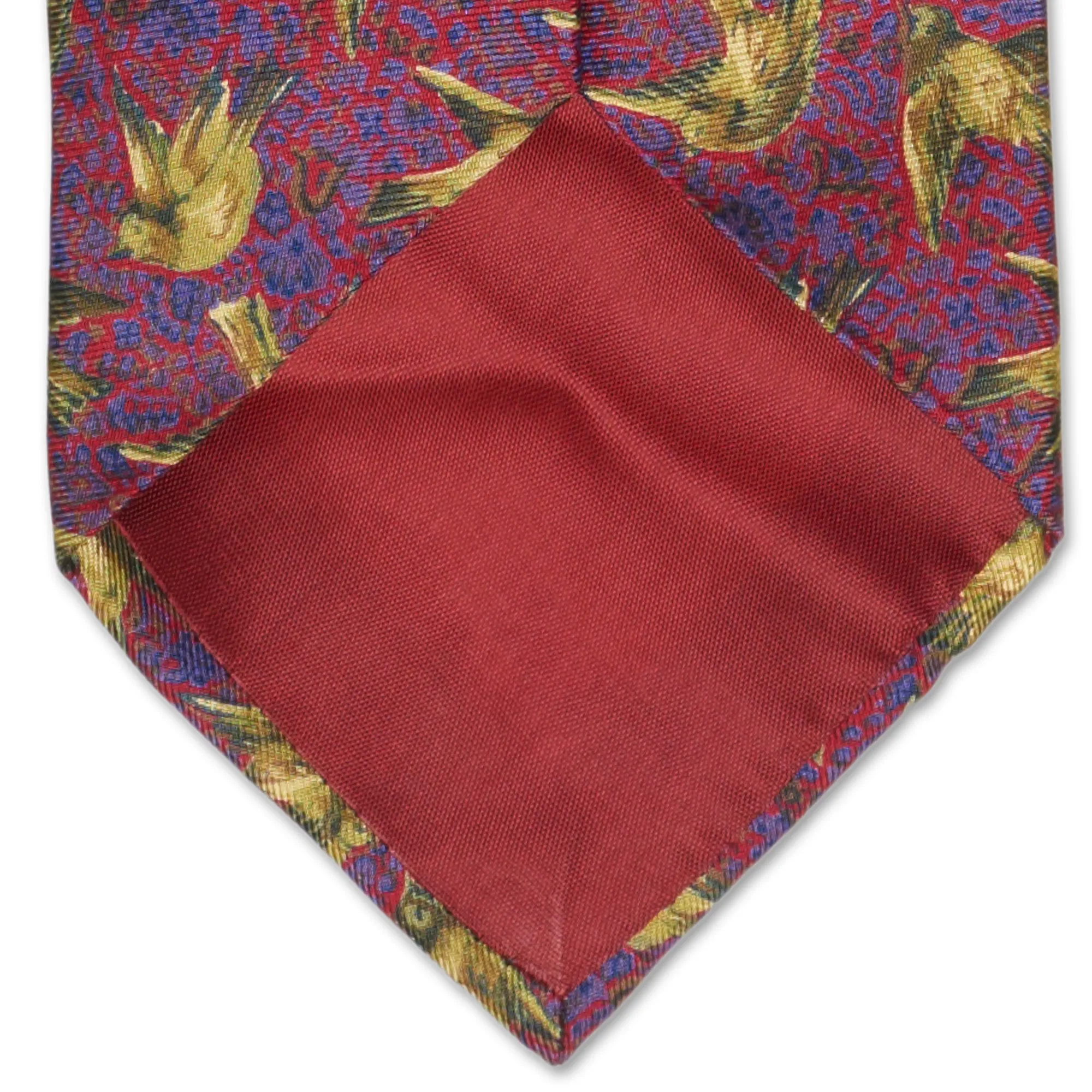 BOTTEGA VENETA Handmade Red Bird Design Silk Tie