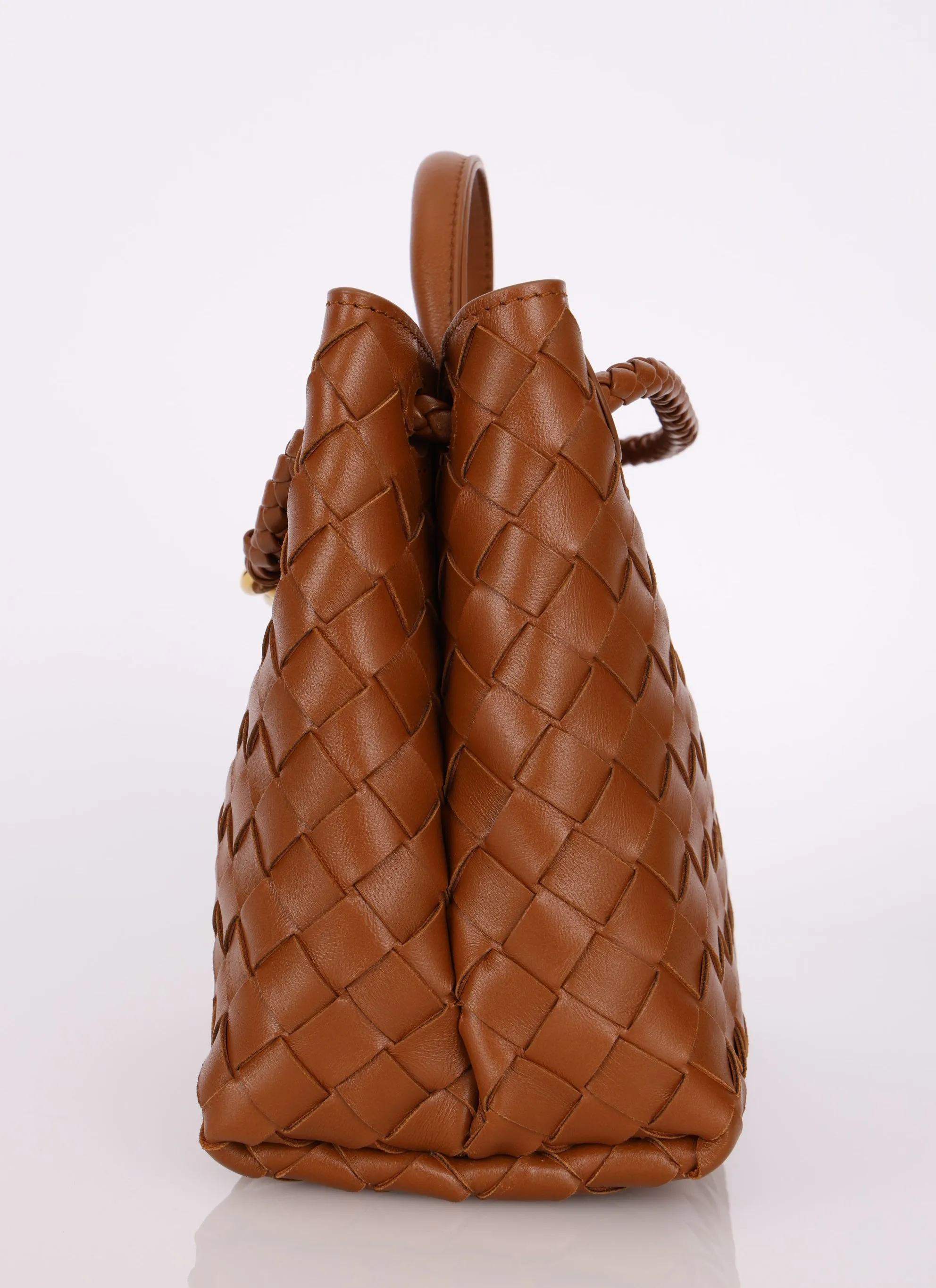 Bottega Veneta Intrecciato Small Andiamo Bag in Cognac