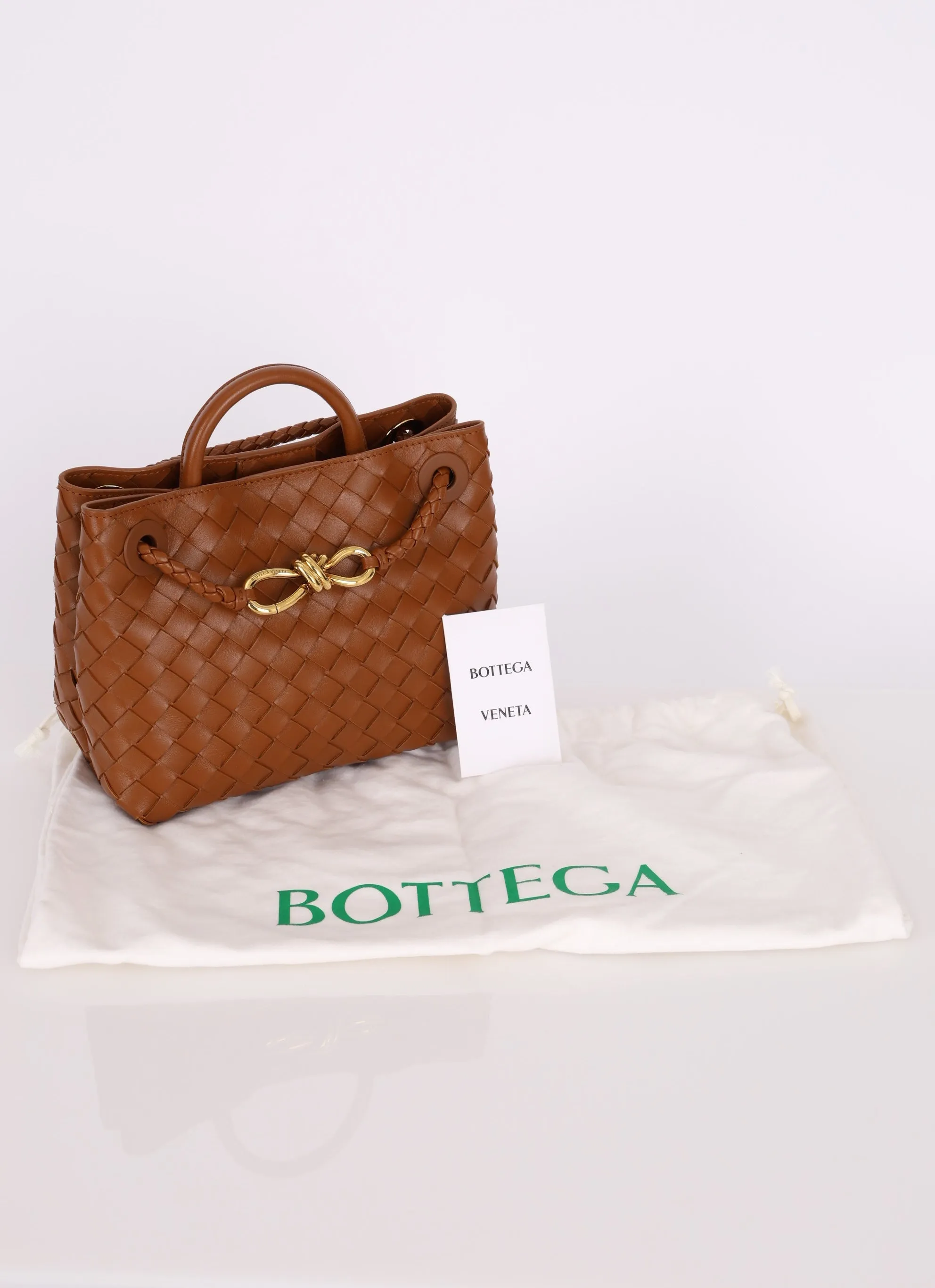 Bottega Veneta Intrecciato Small Andiamo Bag in Cognac