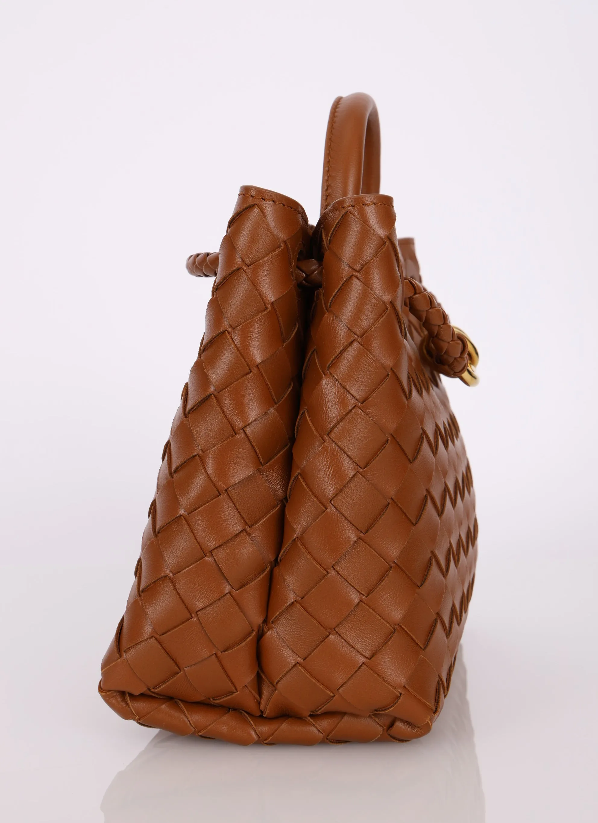 Bottega Veneta Intrecciato Small Andiamo Bag in Cognac