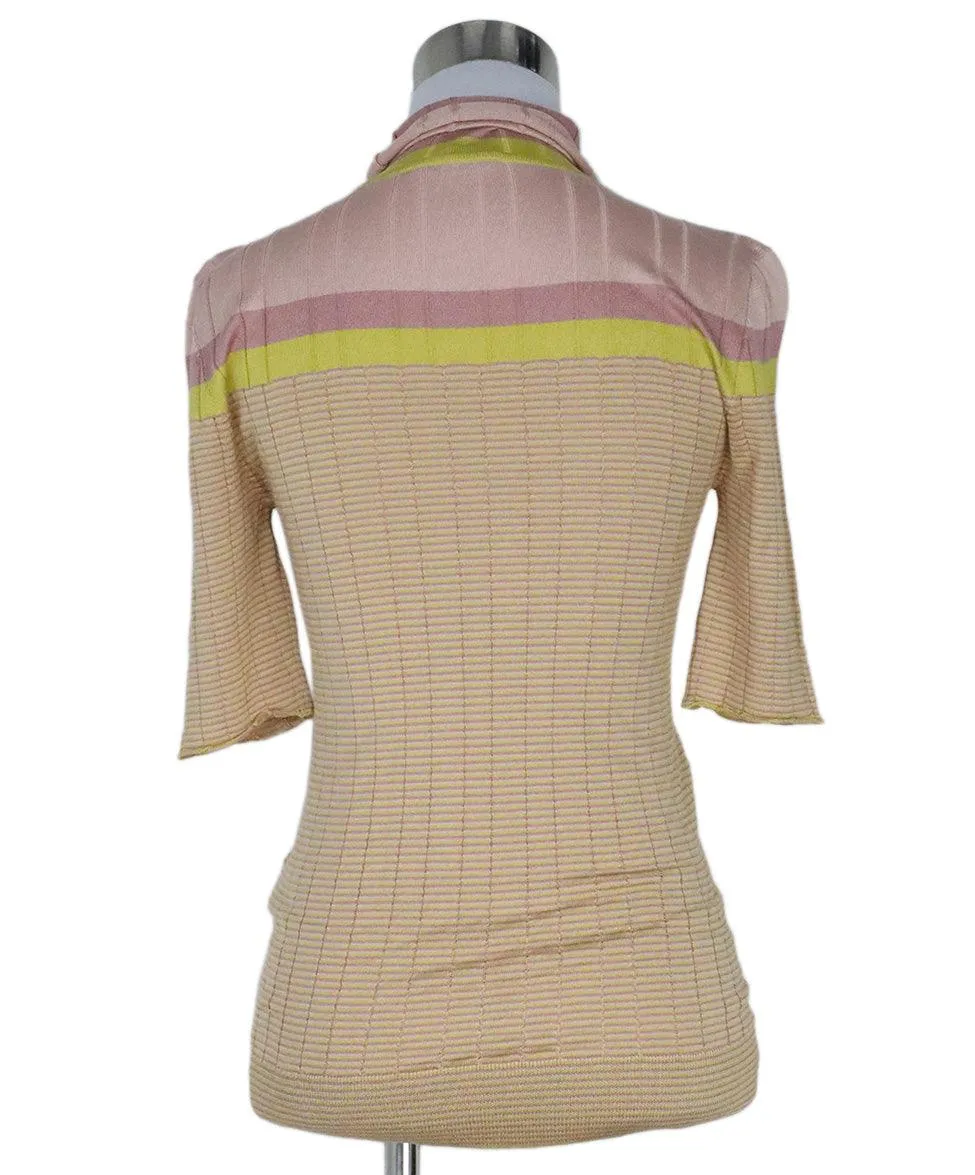 Bottega Veneta Mauve & Yellow Print Top sz 4