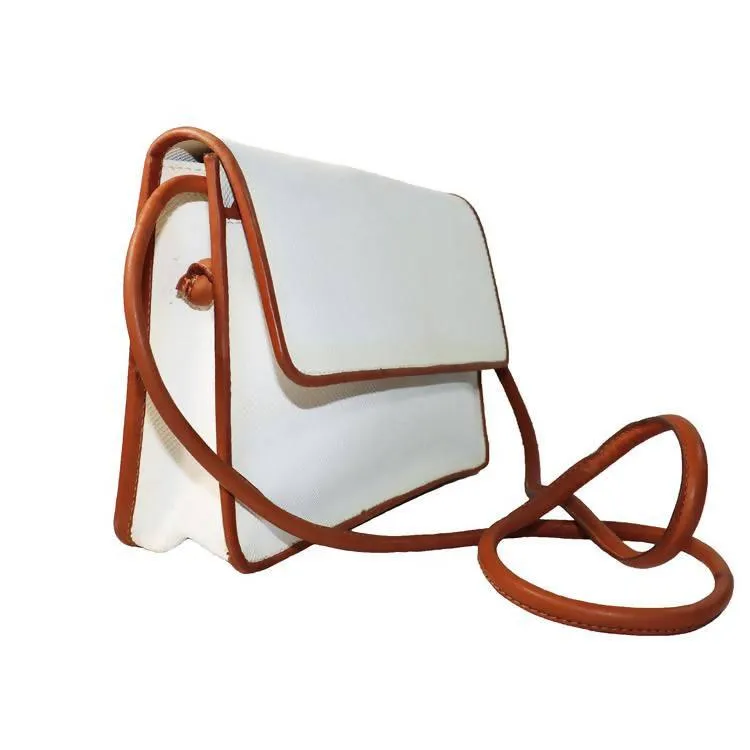 BOTTEGA VENETA White Crossbody with Tan Accent and Strap