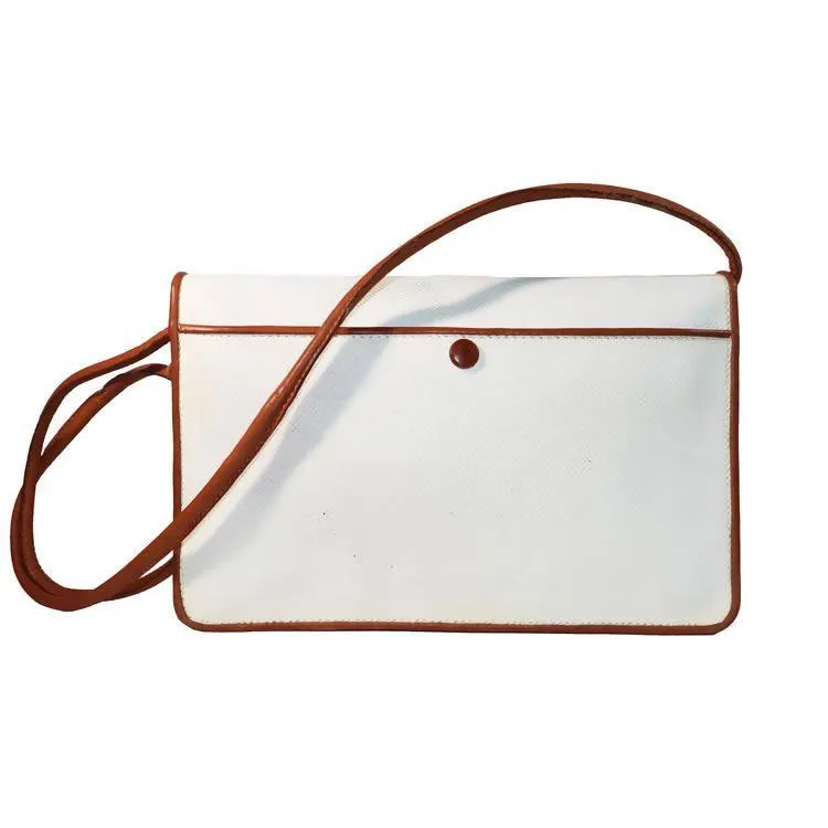 BOTTEGA VENETA White Crossbody with Tan Accent and Strap