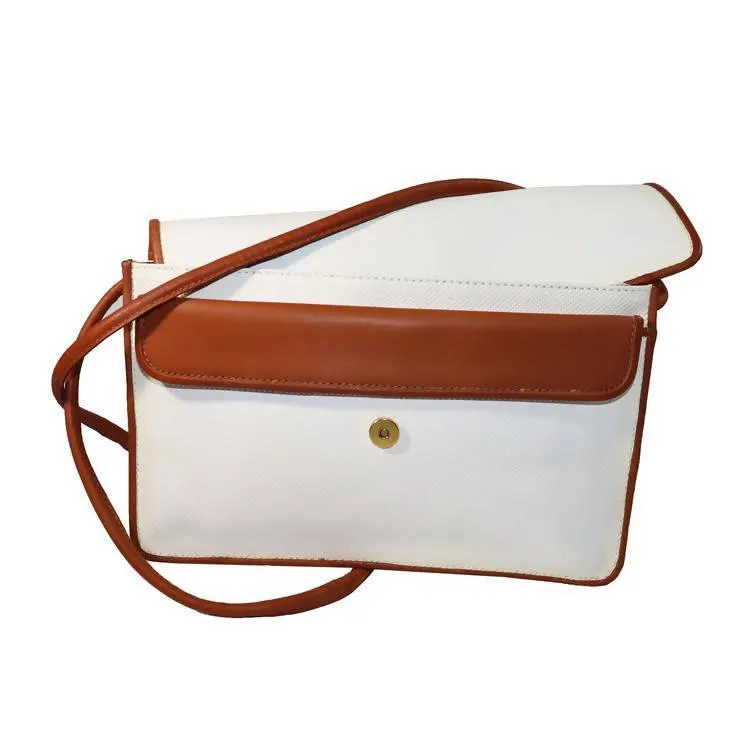 BOTTEGA VENETA White Crossbody with Tan Accent and Strap