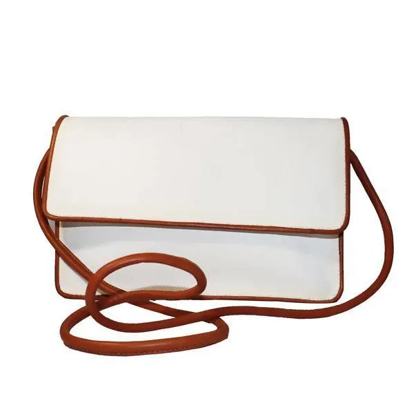 BOTTEGA VENETA White Crossbody with Tan Accent and Strap