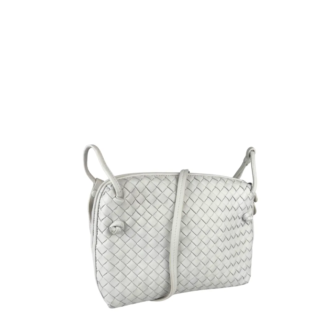 Bottega Veneta White Intrecciato Nodini Crossbody