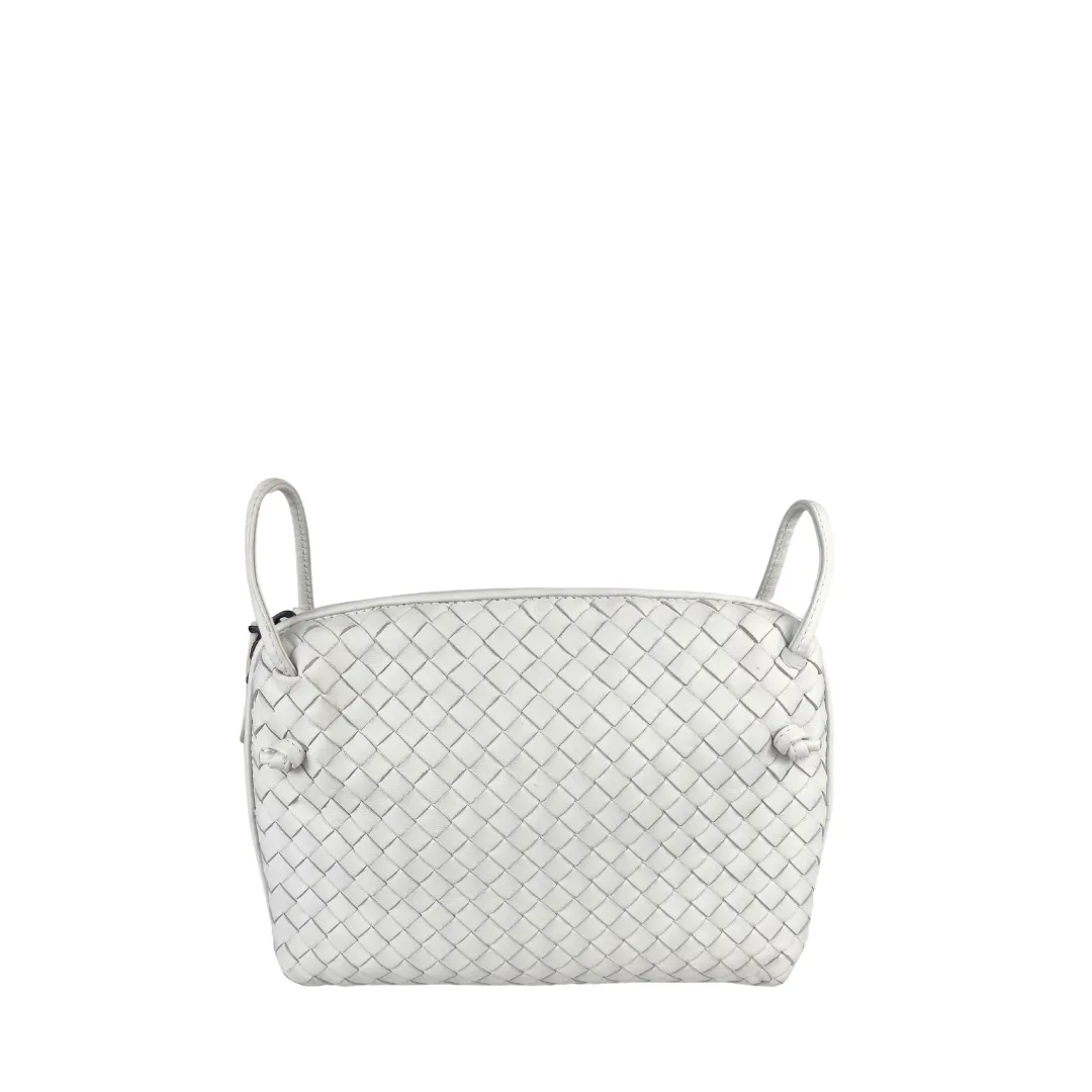 Bottega Veneta White Intrecciato Nodini Crossbody