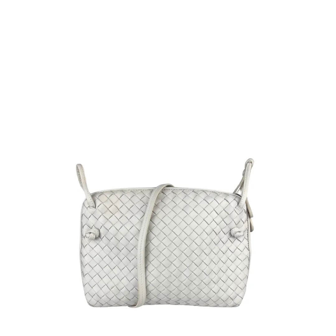 Bottega Veneta White Intrecciato Nodini Crossbody