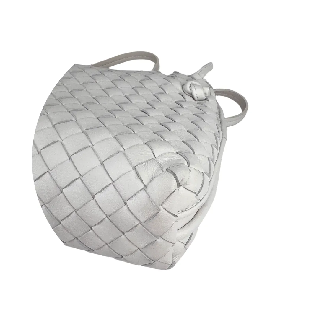 Bottega Veneta White Intrecciato Nodini Crossbody