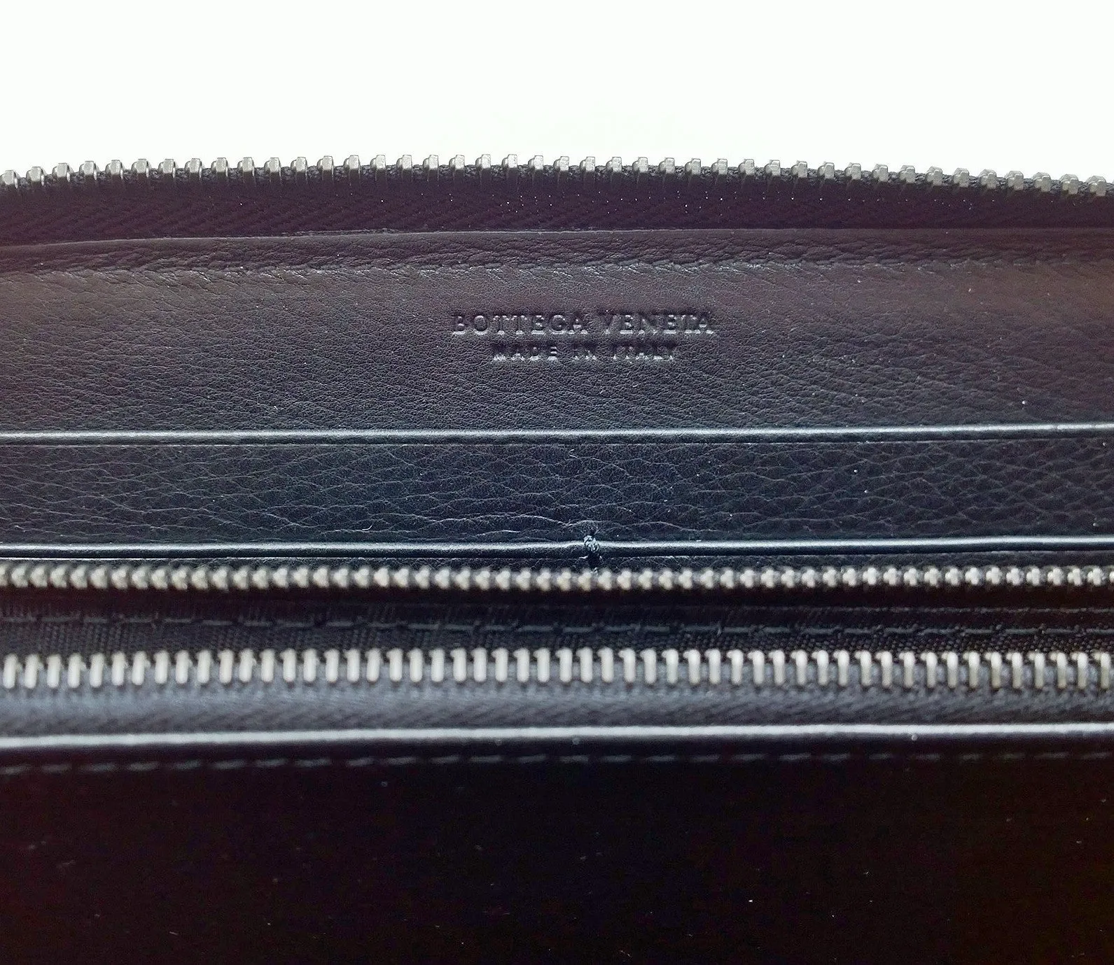 Bottega Venetta Black Woven Leather Wallet with Brown and Navy Color Block