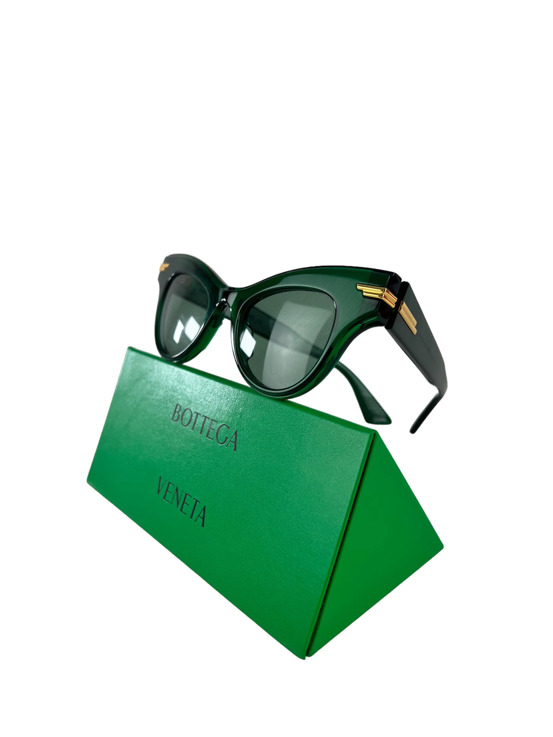 Bottega Venetta Emerald Green Cateye Sunglasses