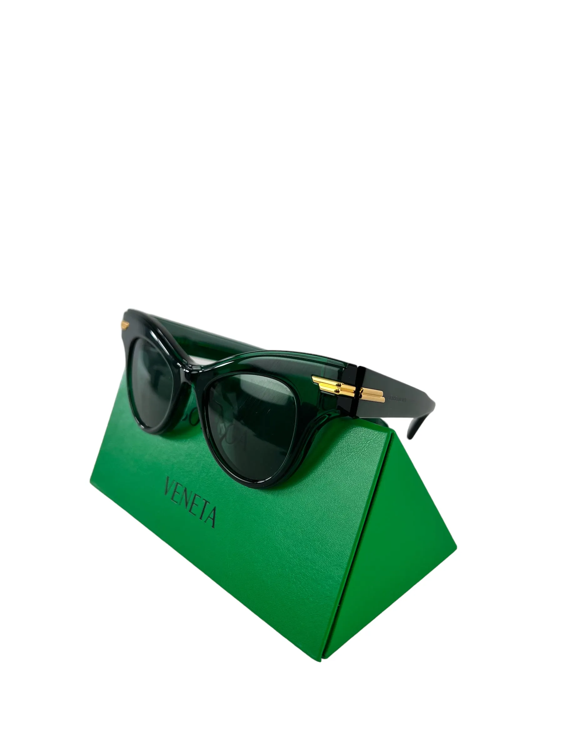 Bottega Venetta Emerald Green Cateye Sunglasses