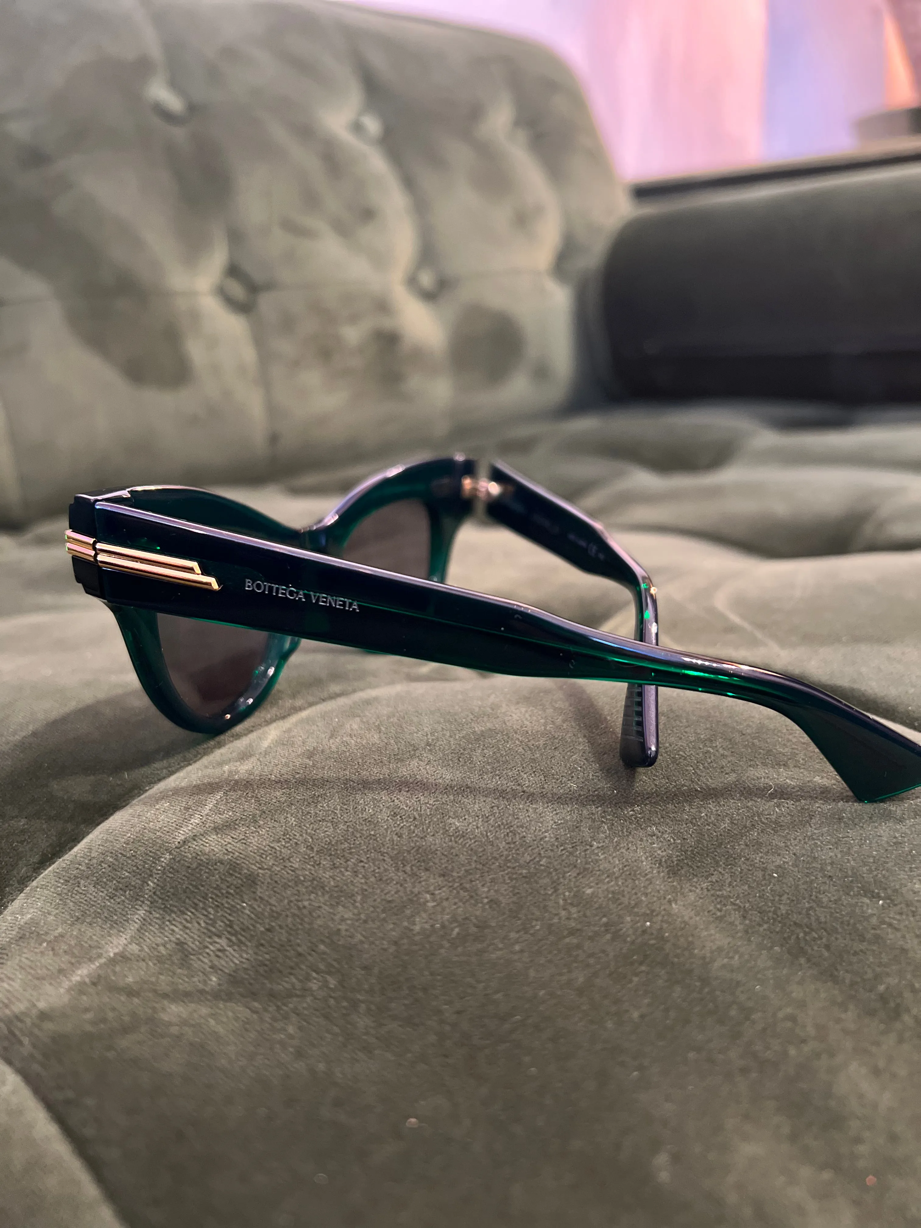 Bottega Venetta Emerald Green Cateye Sunglasses