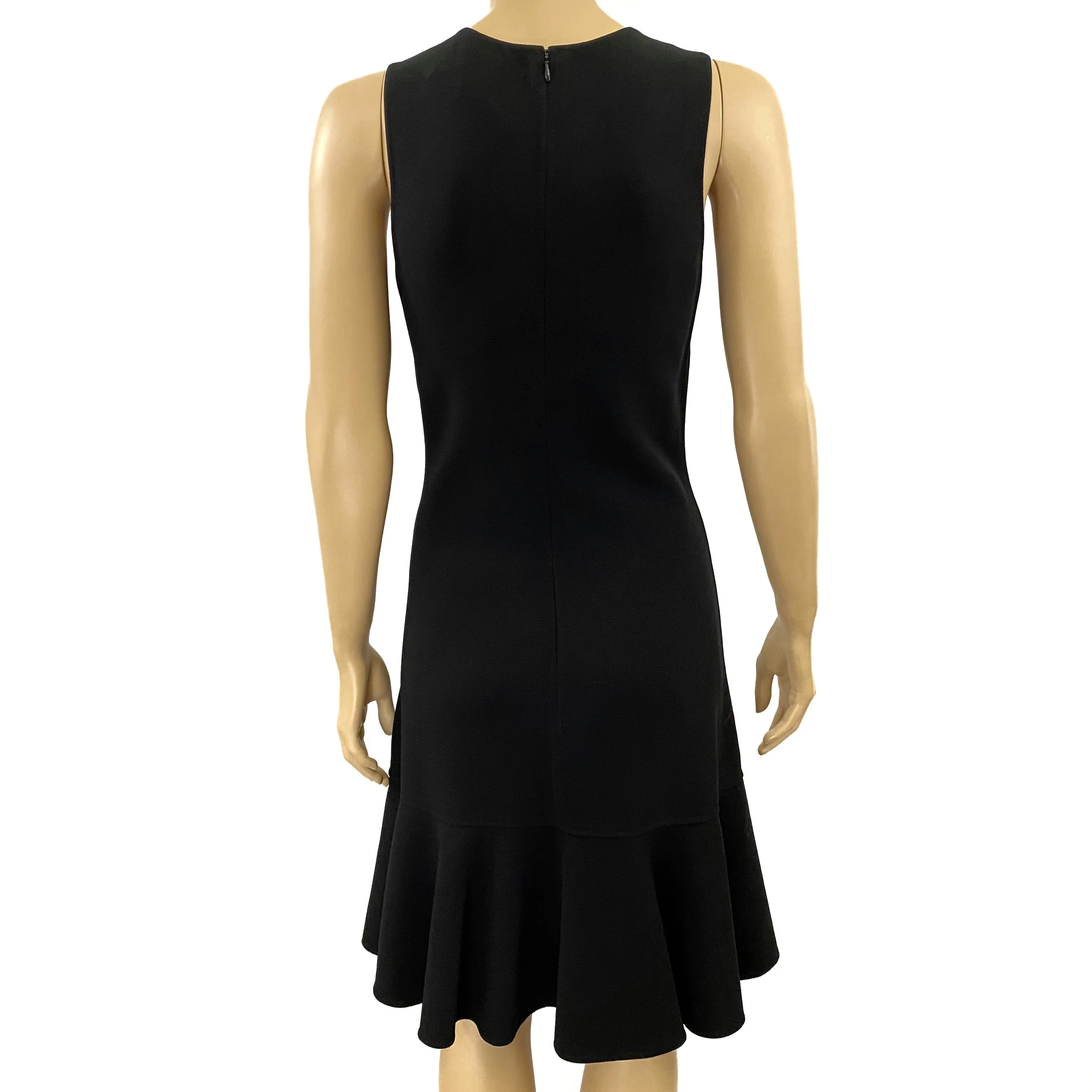 Celine Black Ruffle Hem Sleeveless Sheath Dress Size 8 | 42