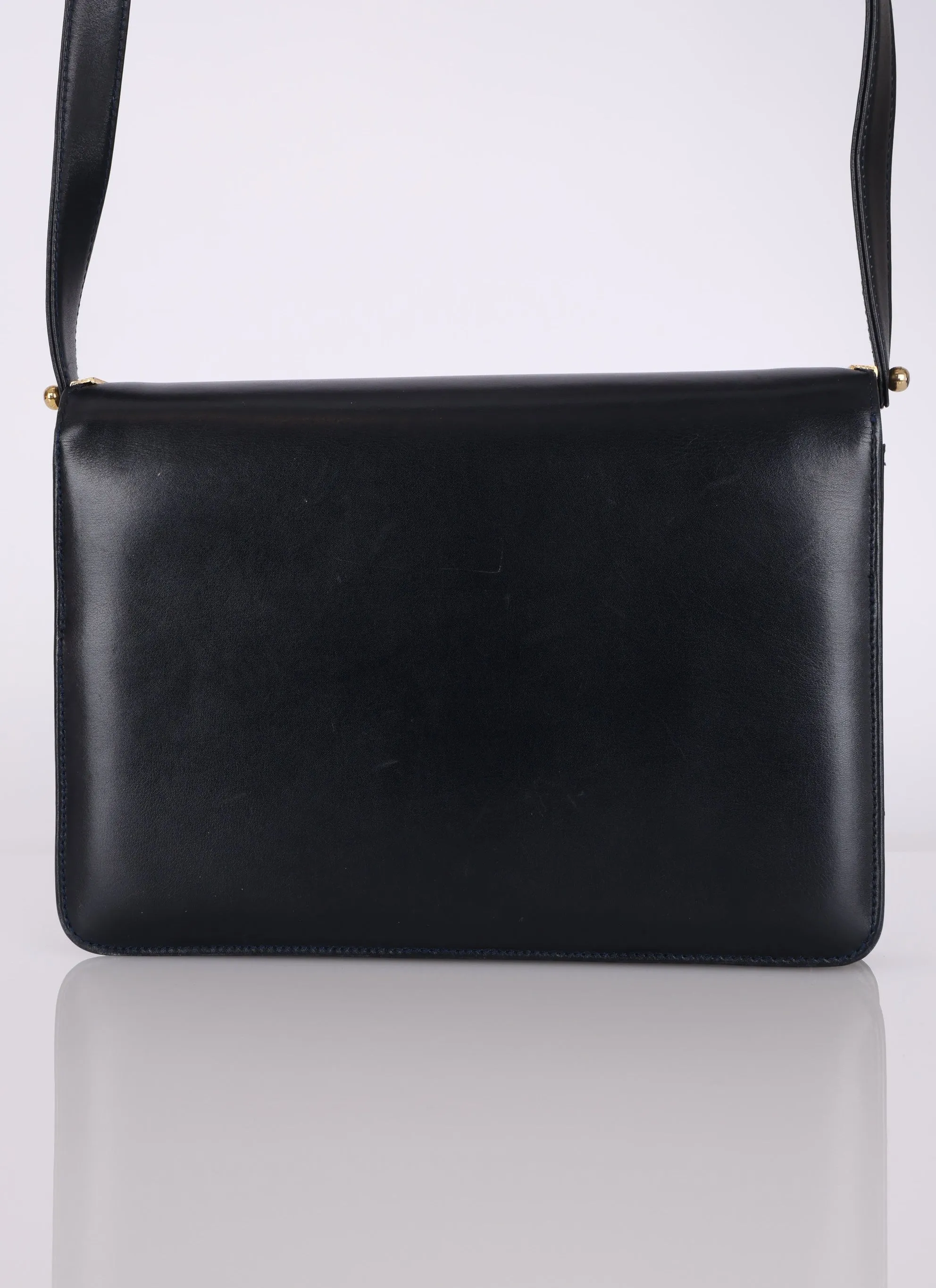 Celine Box Calf Triomphe Navy Shoulder Bag