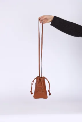 Celine Drawstring Triomphe Leather Pouch Crossbody