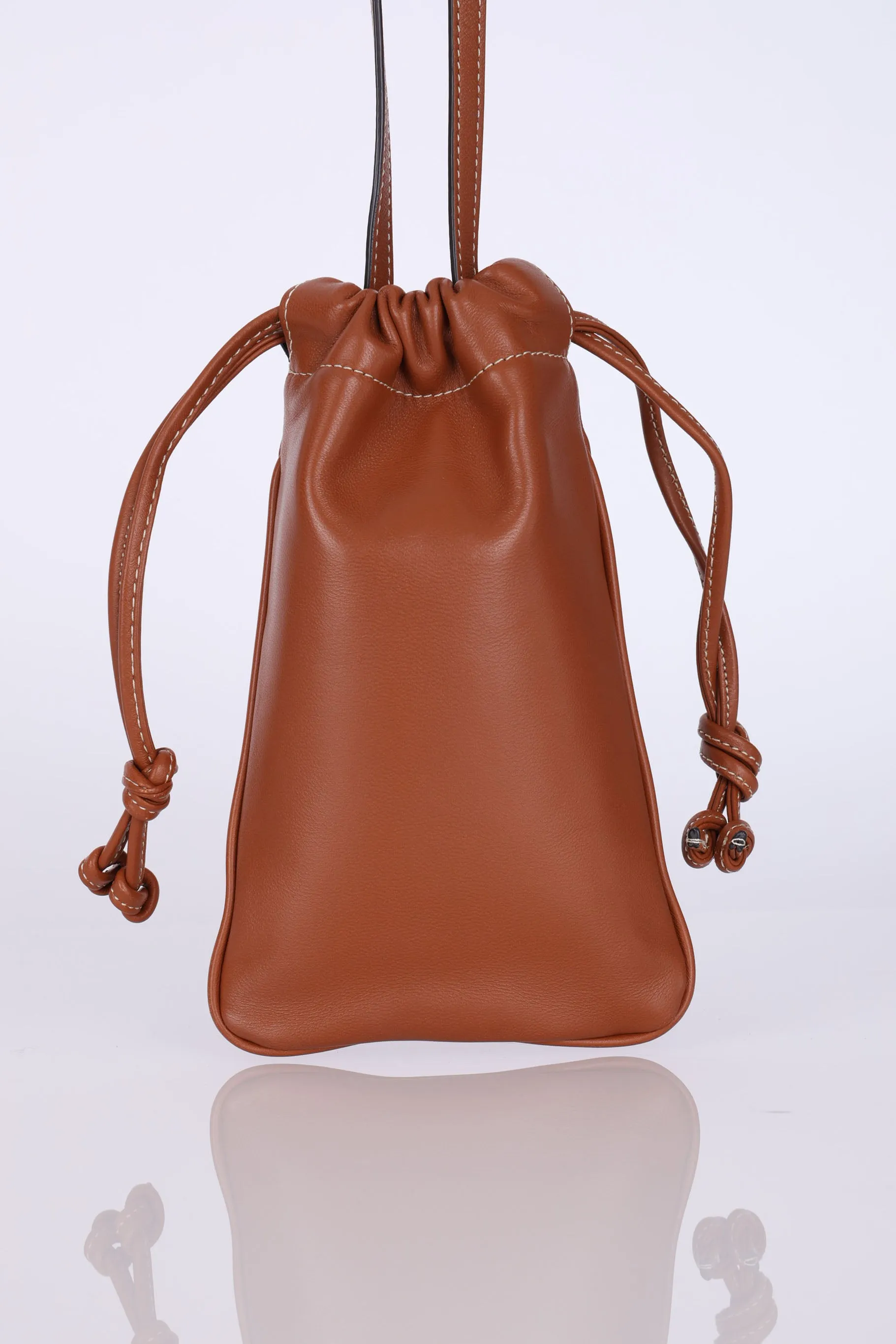 Celine Drawstring Triomphe Leather Pouch Crossbody