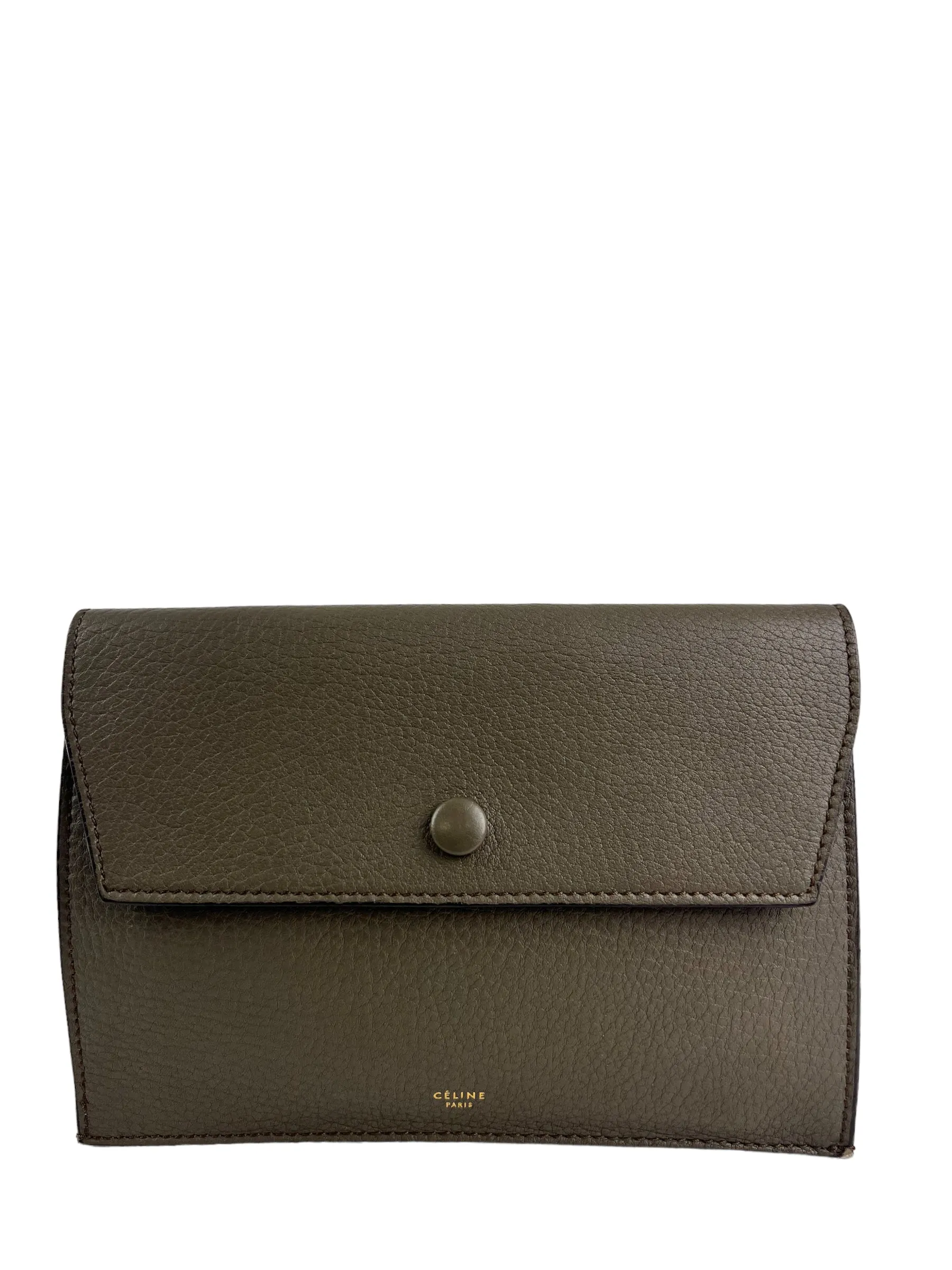 Celine Olive Leather Pouch