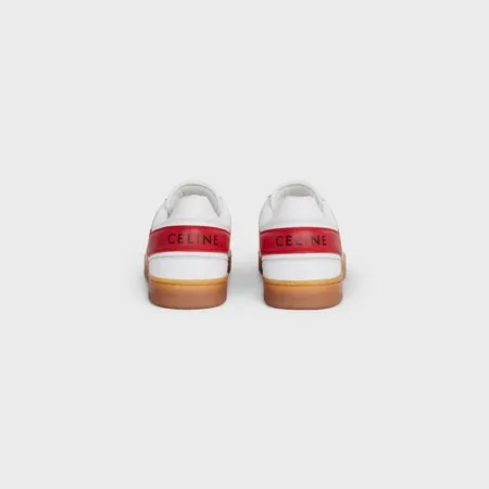 Celine Trainer Low Lace-up Sneraker in Calfskin Optic White/Red/Beige