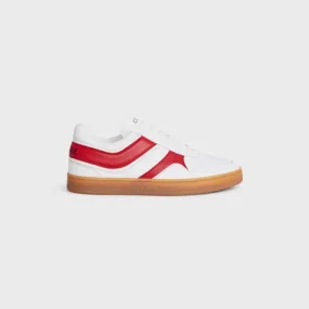 Celine Trainer Low Lace-up Sneraker in Calfskin Optic White/Red/Beige