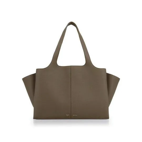 Celine Tri-Fold Baby Grained Calfskin Medium Souris Brown Leather Tote