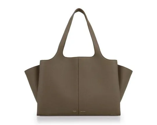 Celine Tri-Fold Baby Grained Calfskin Medium Souris Brown Leather Tote