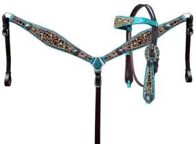 Cheetah & Teal Headstall Set