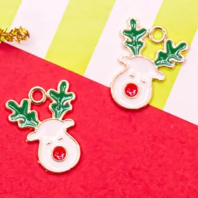 Christmas Reindeer Charms | Size : 14mm | 6pcs