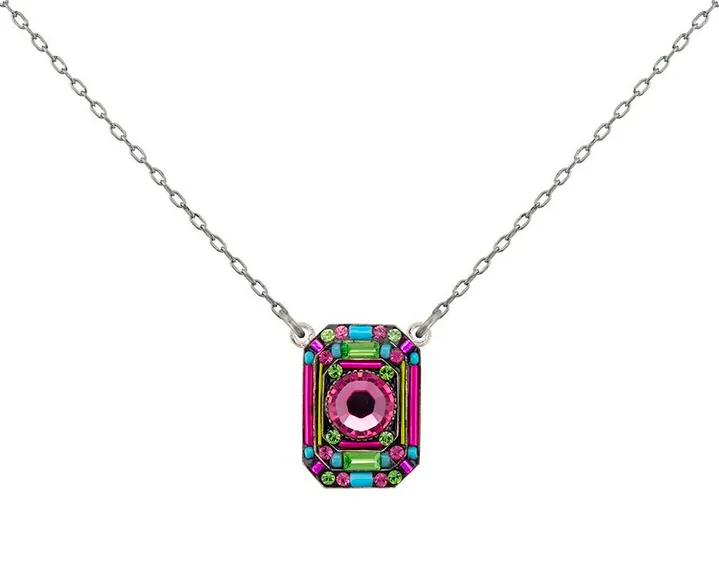 Contessa Rose Rectangle Pendant Necklace