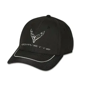 Corvette Metallic Chrome Emblem Baseball Hat -Black