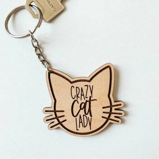 Crazy Cat Lady | Wooden Keychain