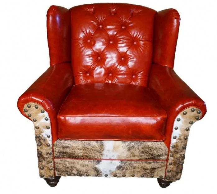 Crimson Red Overstuffed Wingback Chair