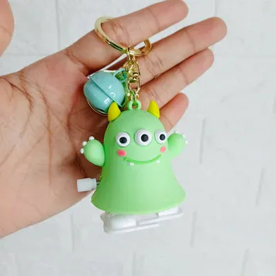 Cute Monster Windup Silicon Keychain With Bagcharm (Choose From Drop Down Menu)