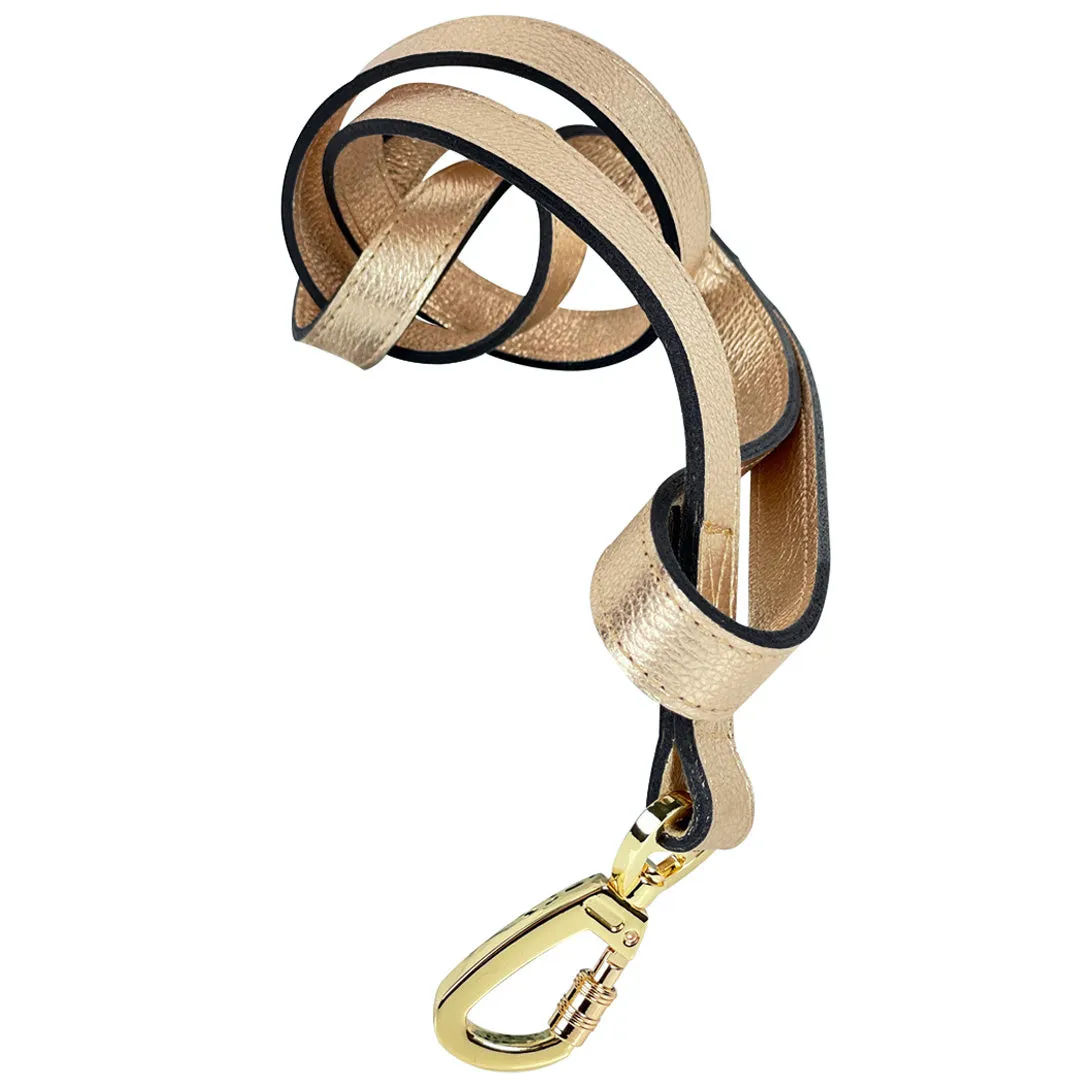 Dynasty Dog Leash in Metallic Gold & Gold