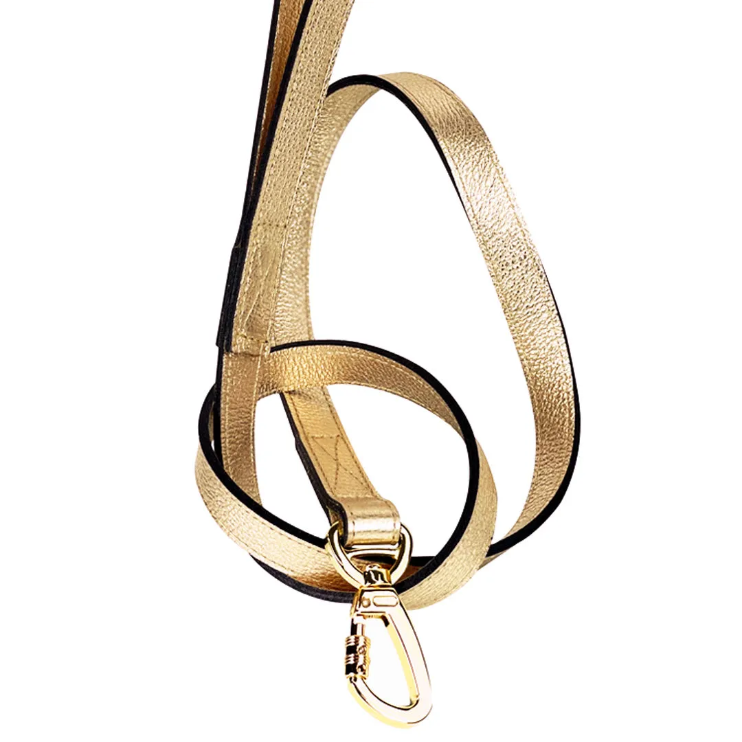 Dynasty Dog Leash in Metallic Gold & Gold