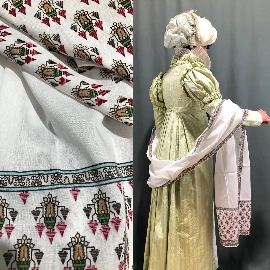 Flowered Muslin Reproduction Shawl