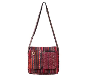 Funky Red Messenger Bag, 100% Cotton, Bohemian Purse, Adjustable Strap