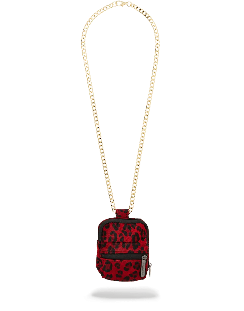 FUR RED LEOPARD BACKPACK CHAIN