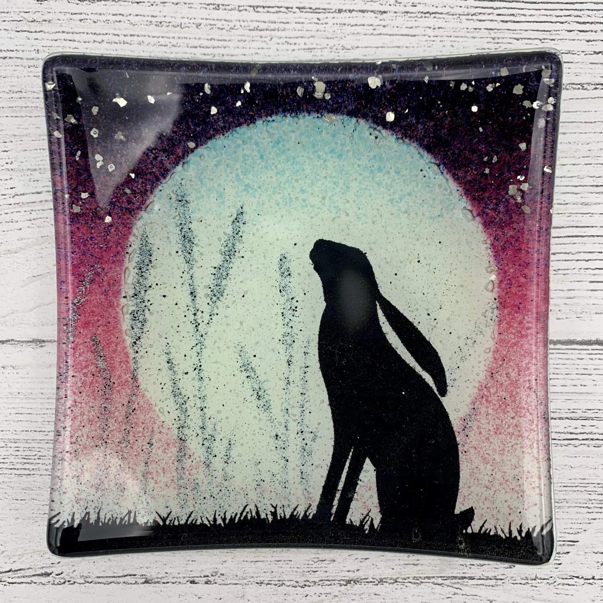 Fused Glass Dish Hare - available in 2 colours