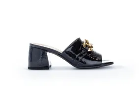 GABOR Black Patent  Slider/Mule with block heel buckle  SWITCH